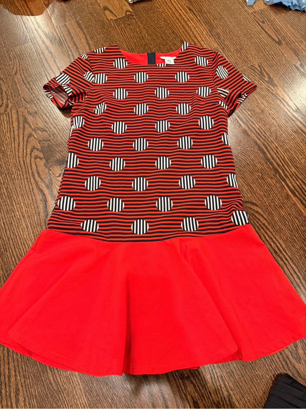 Little Marc Jacobs Red & Black Striped Polka-Dot Drop-Waist Dress